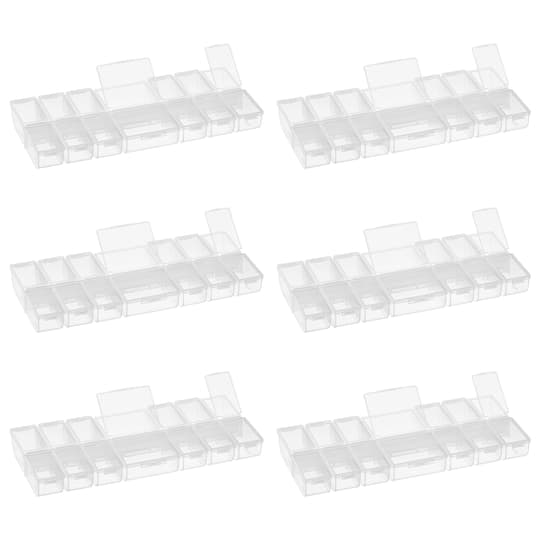 6 Pack: Clear 14-Compartment Flip Top Bead Organizer by Bead Landing™